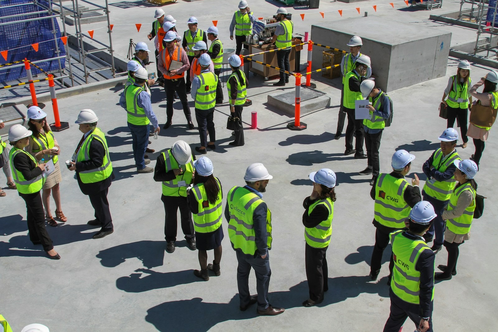 Construction crew and management on a jobsite